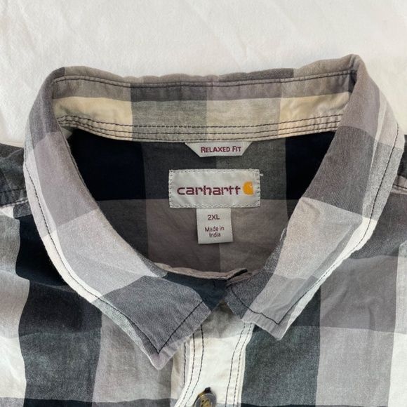 Carhartt Relaxed Fit Short Sleeve Button Down Plaid Shirt Men’s 2XL Quantity 2 - Picture 7 of 16